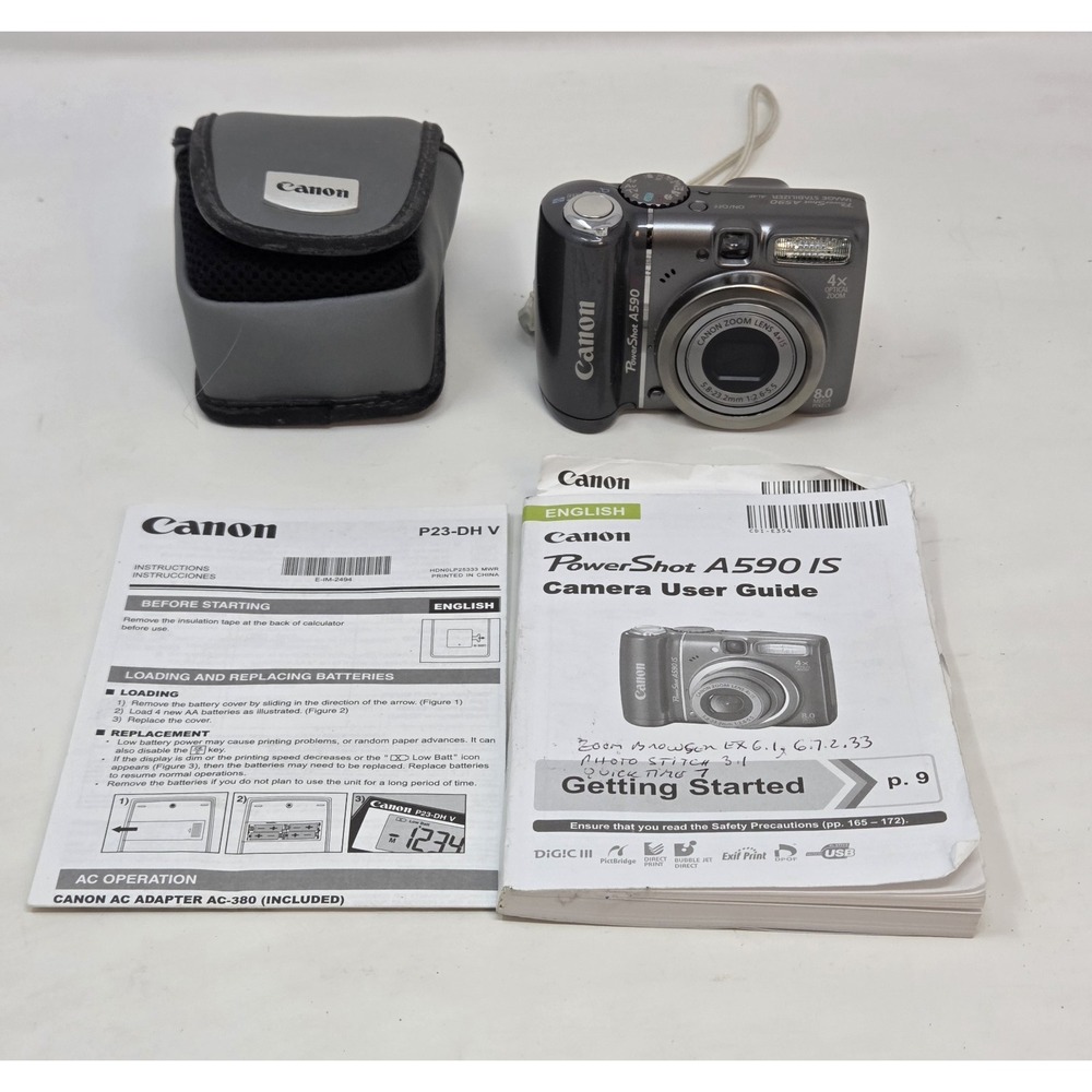 Canon PowerShot A590 IS 8.0MP CCD Digicam 4x Zoom Digital Camera Tested Working